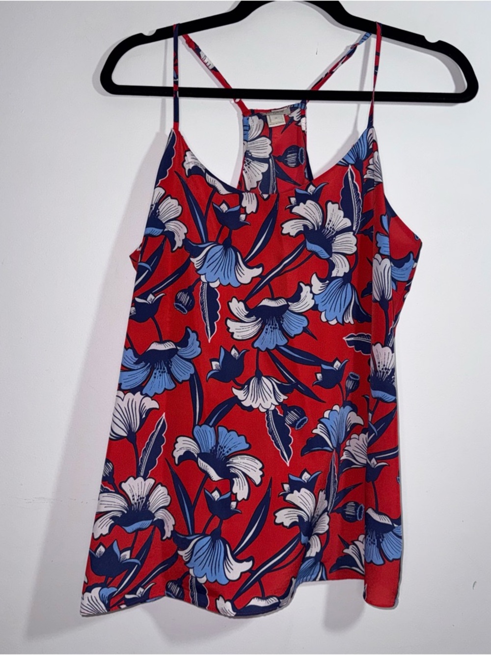 J.Crew Factory Floral Cami Tank Top Womens Size 10 Red Blue Racerback